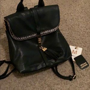 Black vegan leather backpack